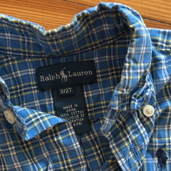 Ralph Lauren Kids Blue Checkered Button Down Shirt 2T - Picture 2 of 3